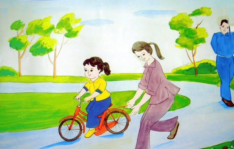 Bé tập đi xe đạp | Bài thơ Bé tập đi xe đạp