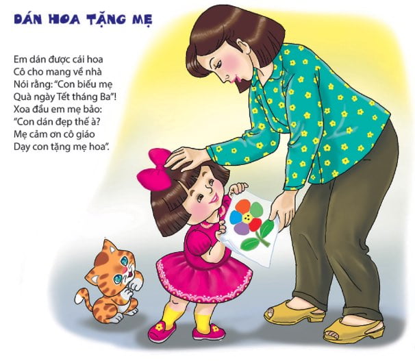 Hình ảnh Bài thơ Dán Hoa Tặng Mẹ