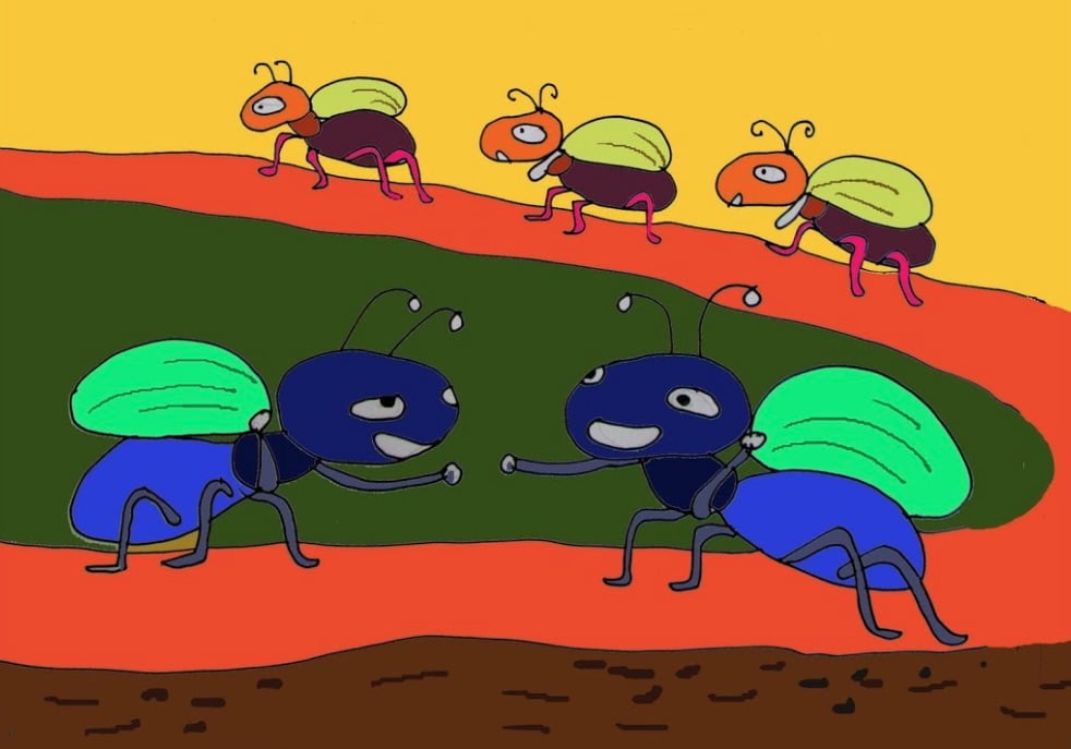 Bài thơ Đàn kiến: Trông kìa đàn kiến, Nó bò lên cao