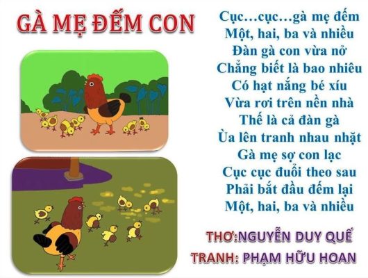 Bài thơ Gà mẹ đếm con